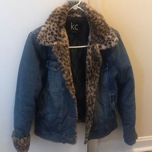 Vintage Jean jacket with cheetah fur